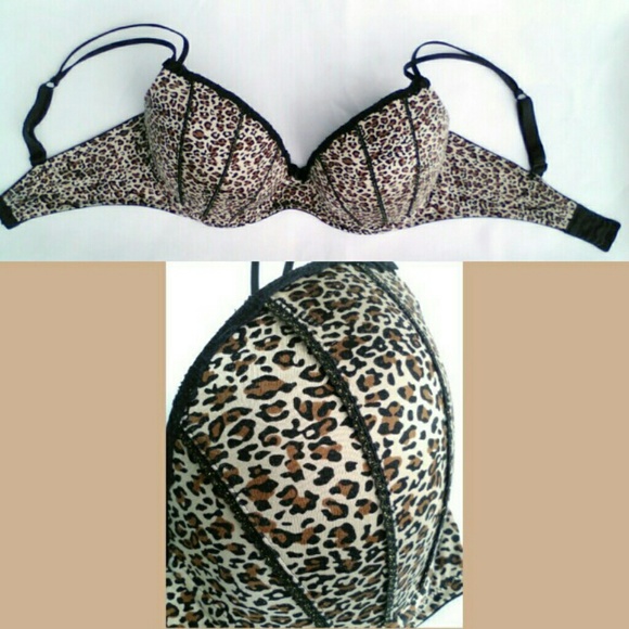 HP Silky Padded Lace Pushup Balconette Bra Apt 9 Leopard Satin Soft 36D Metallic - Picture 7 of 8
